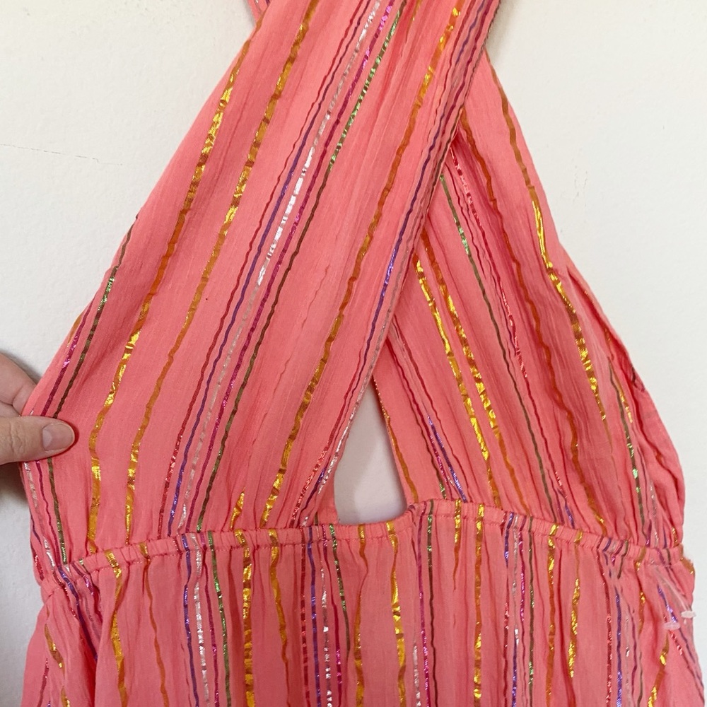 SUNDRESS Suzie Maxi Dress Sao Paolo Rainbow Metallic Stripe Bright Pink XL NWT - Picture 6 of 13